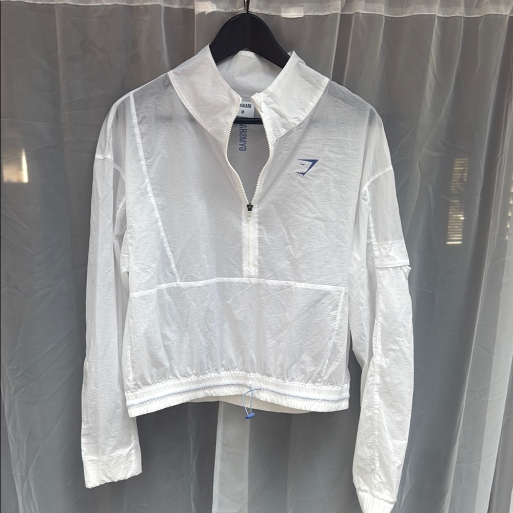 Gymshark Unisex White Zip-Up Jacket Size M